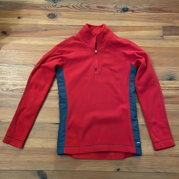 Alo Yoga Red Gray Pullover Fleece 1/4 Zip Jacket Womens Size Medium - Picture 3 of 12